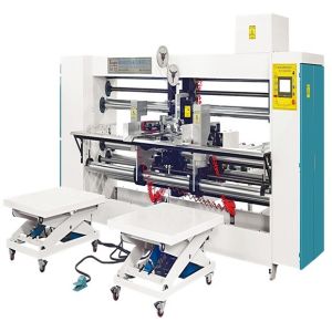 Cheap PLC Controlled Double Head Semi Auto Stitcher With Automatic Counting And Stacking for sale