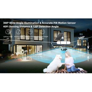 2K Home Security Camera with Built In Speaker And Microphone WiFi Solar Light