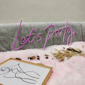 Party Decor RGB Handmade Neon Sign Transparent Acrylic Lets Party Neon Sign