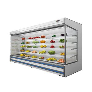 4 Shelves Drinks Display Open Chiller With Night Curtain And LED Illumination