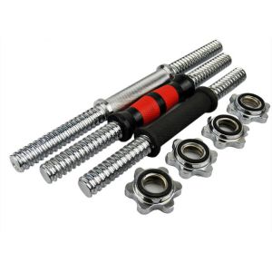 standard dumbbell bar with two collars for sale with rubber handle grip