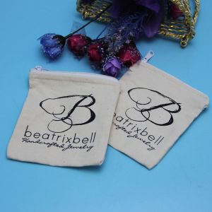 Small Size Natural Color Zipper Makeup Bag , Jewelry Blank Canvas Zipper Pouch