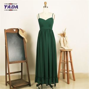 Chiffon style empire waist green maxi long one piece dresses modern lady casual