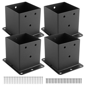 4 Pack Black Rust Proof Patio Brackets For Pergola