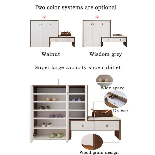 Waterproof Wear Resisting Wooden Shoe Cupboard White Shoe Storage Cabinet
