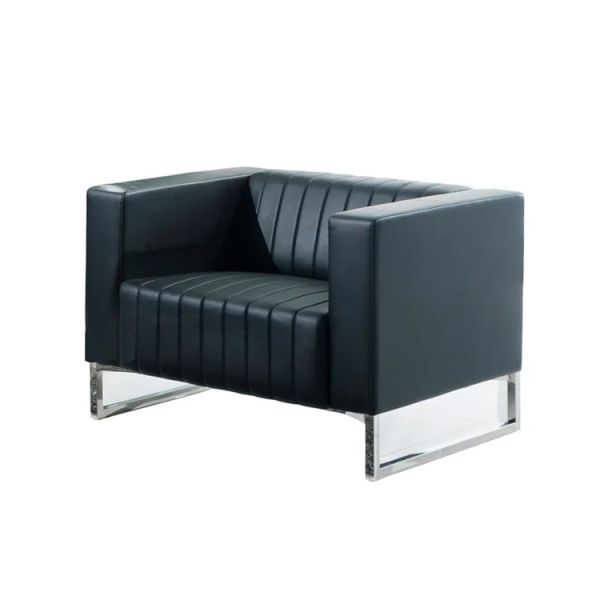 Quality Comfortable Single Leather Sofa Black Sponge Material Metal Leg wholesale