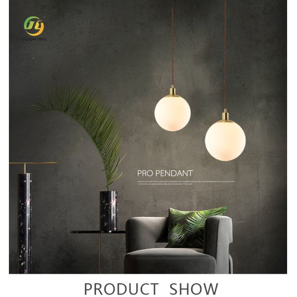 JYLIGHTING Nordic Simple Postmodern Personality Creative Bedside Lamp Single Head Milky White Glass Ball Modern Pendant Light