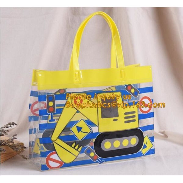 Quality PVC plastic shopping bag transparent handle bags,Waterproof recycled handle shopping square bottom transparent pvc plast wholesale