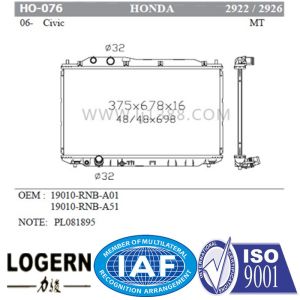 19010-RNB-C51 06 Honda Civic Radiator 19010-PNB-A01 19010-RNC-T51