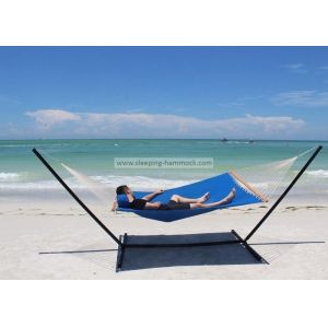 Dark Blue Olefin Double Quilted Fabric Hammock With Pillo Bolster Matched