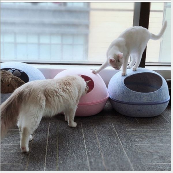 Creative Egg Shaped Insulation Pet House Covered Felt Cat Nest Beds