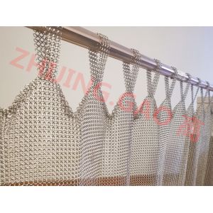 Height 3m Width 8m Titanium Plating Silver Chain Mail Ring Mesh Closure Curtain