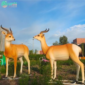 Luminous iron silk and cloth deer-shaped lanterns for park festivals