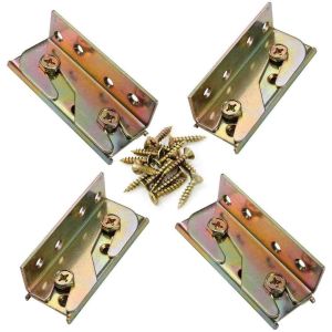 Bed Hinges Bed Rail Brackets 3.1" Double Hooks Heavy Duty Iron Replacement Part