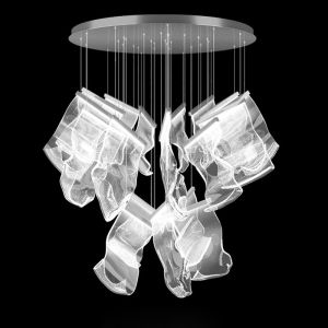 LED Postmodern Silver Love Paper Designer Stairs Staircase Chandelier Lighting