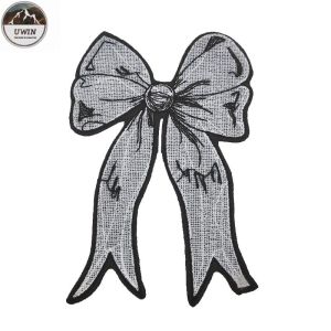 White BowKnot Custom Chenille Patches OEM 30*20CM Size For Girls Dresses