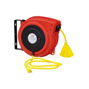 Plastic Housing Electric Spring Driven Cable Reel With Ratch Double Adjustment