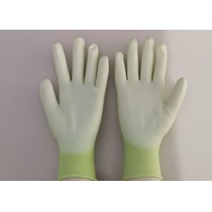 13 Gauge Polyurethane Coated Gloves Green Nylon Seamless Reusable Design