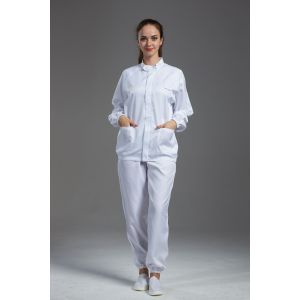Professional Esd Anti Static Coverall With Zipper Lapel Jacket And Pants white