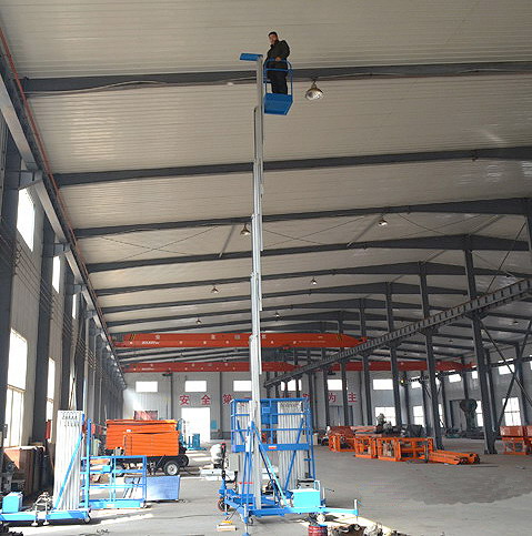 8m 100kg Single Mast Aerial Work Platform Lift for Window Cleaning 100kg Capacity