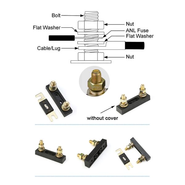 M10 Screw Stud Terminals ANL Bakelite Car Audio Fuse Holder Block Base for Heavy Duty