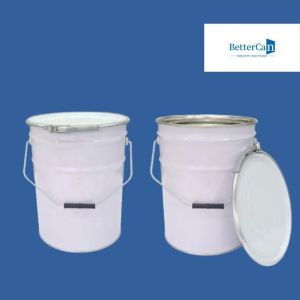 Welding Coating White Paint Bucket , 5 Metal Bucket With Iron Lock Ring