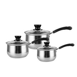 Kitchenware Stainless Steel Soup Boiling Pot Milk Pan with Glass Lid