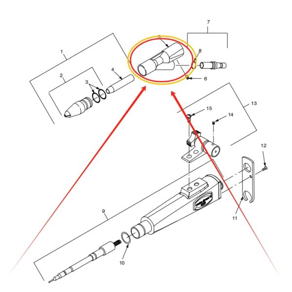 125612 Black Inlet Body Spray II IPS Automatic Powder Spray Gun With Shur Lok Mount Part