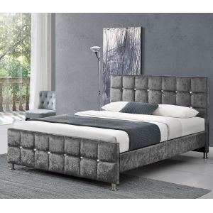 Plywood Upholstered Fabric Beds With Cube Shape Headboard / Footboard