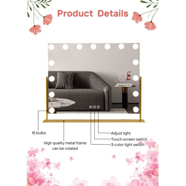 Illuminated Lighted Small Hollywood Mirror 12x Magnifying