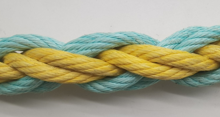 Yellow Mixed Green Color 8 Strand Square Combination Rope 26mm 48mm For Marine