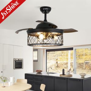 42 Inches Farmhouse Bedroom Invisible Ceiling Fan With Lights And Remote Control