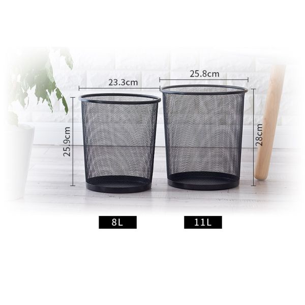 Large Home Office Kitchen Bathroom Waste Bin Barbed Wire Uncovered Paper Basket Metal Iron Trash Can