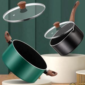 China Hot Selling 20cm 24cm Korean Cookware Kitchen Non Stick Cooking Pot Aluminum Soup Stock Pot With Glass Lid on sale