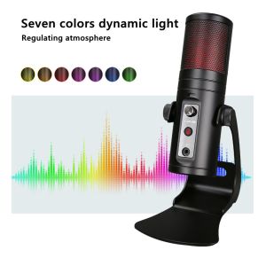 Black USB2.0 Desktop Condenser Microphone With Gain Control