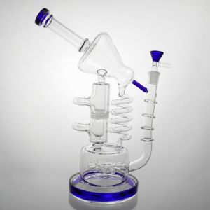 China 13 Inches Glass Water Pipe Recycler Percolator Bubbler Pipe 14.5mm Male Joint on sale