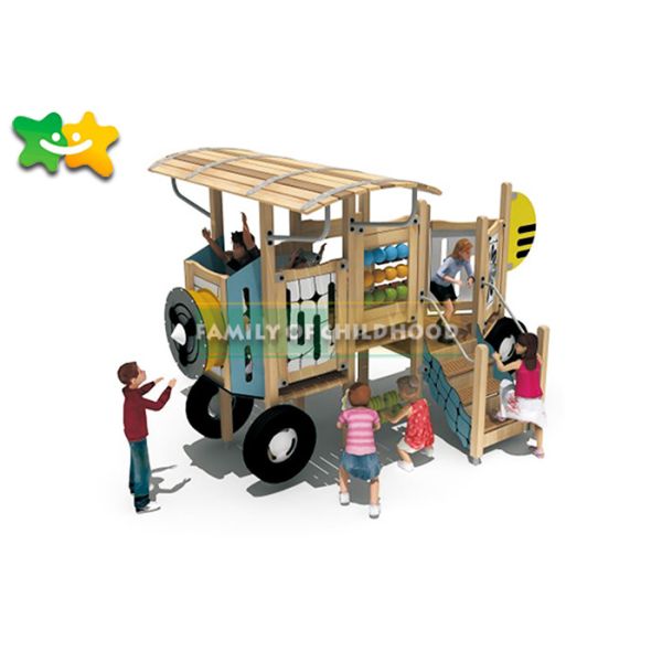 Quality Adventurous Wooden Playground Slide Car Modeling With Climbing Stairs wholesale