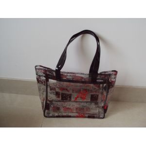 China Eco Friendly PVC Transparent Ladies Tote Bags With Stylish Imprint on sale