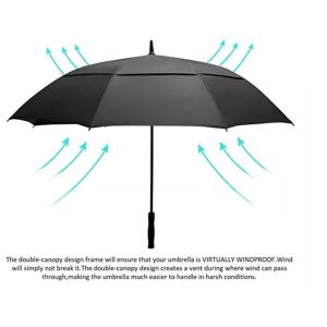 Double Layer Windproof Auto Open Straight Golf Umbrella With Customized Logo