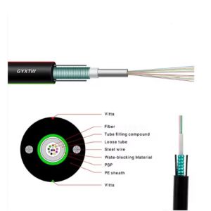 China Outdoor  Aerial  Armored Fiber Optic Cable with G652D GYXTW 2-12 Core on sale