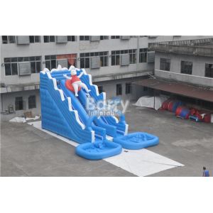 0.55mm PVC Commercial Inflatable Water Slides With Big Pool Rental