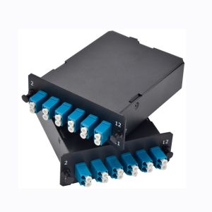 China 2x MPO-12 To 12x LC Duplex , Type A , 24 Fibers OM3 Multimode FHD MPO Cassette on sale