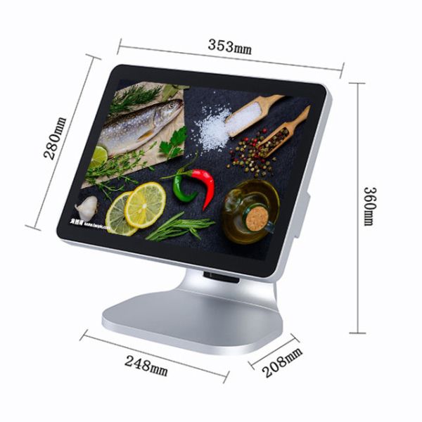 15 Inch True Flat Restaurant Pos System Silver Color With Aluminium Alloy Housing