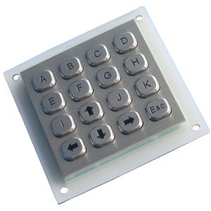 Rear Panel Mounting Metal Keypad Dot Matrix 16 Keys Waterproof