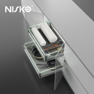 2 Tiers Pull Out Dish Bowl Cabinet Drawer Basket Utensils Storage Organizer with