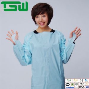 Disposable 0.08mm CPE Isolation Gown With Thumb Up