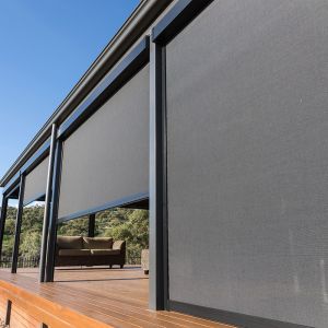 China Suncreen Zip Track Blinds Customized Size Wind Proof Outdoor Roller Blinds on sale