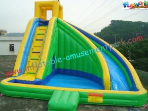 Cheap Green Waterproof Outdoor Inflatable Water Slides , Inflatable Water Slide Pool For Adults and Childrens for sale