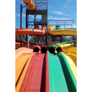 Commercial Fiberglass Water Park Slide with 7.3m Height and Pool End for Kids