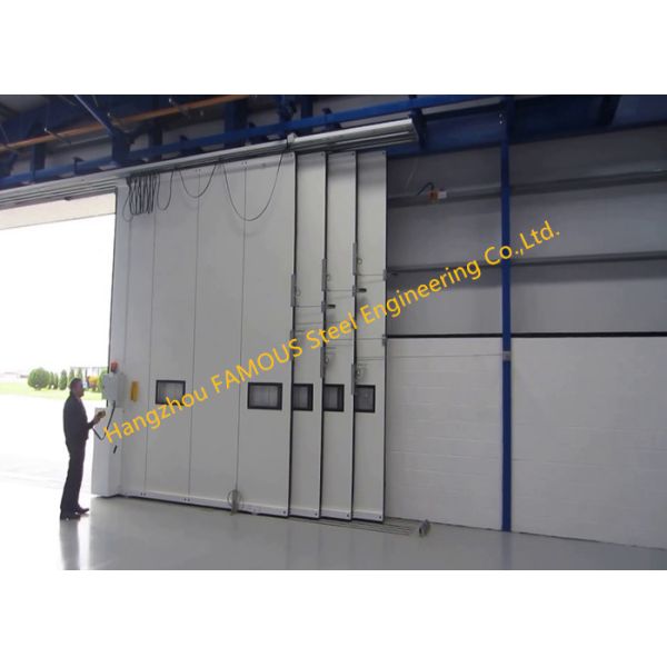 Multi Sector Structural Folded Hinged Sliding Doors Bottom Rolling Hangar Door